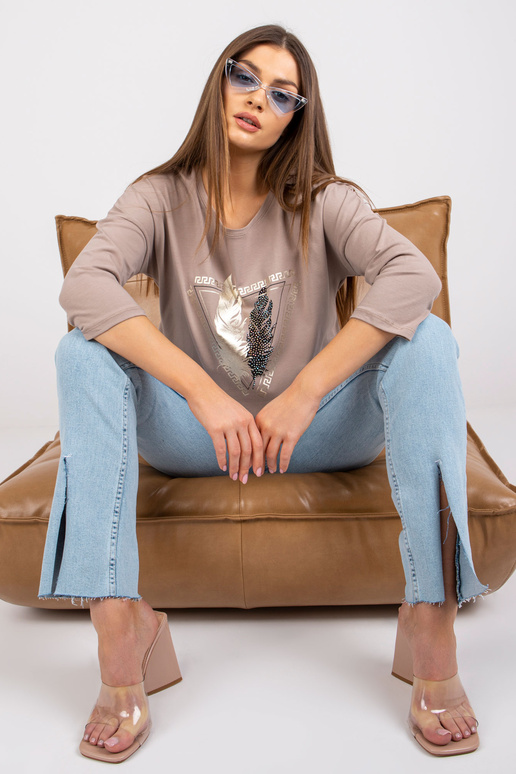 Tumebeež puuvillane pluus naistele...