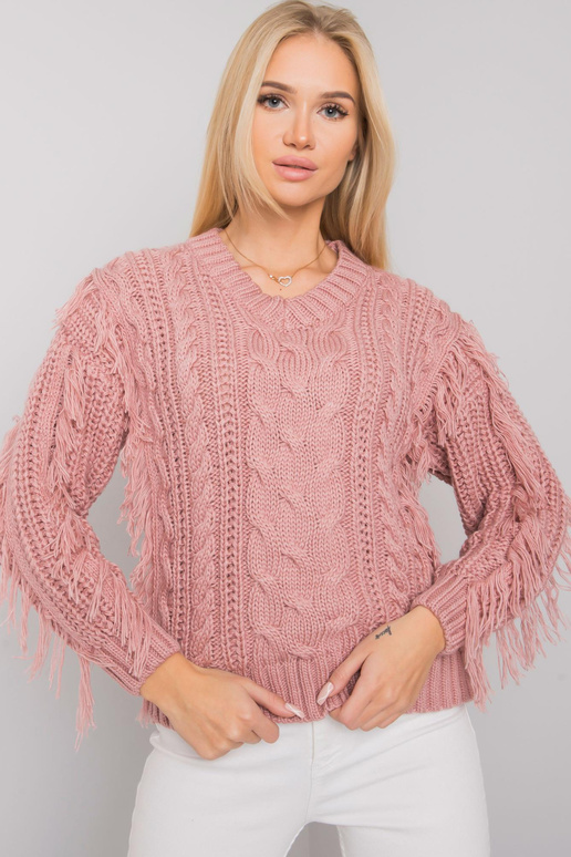 Määrdunud roosa patsidega kampsun...