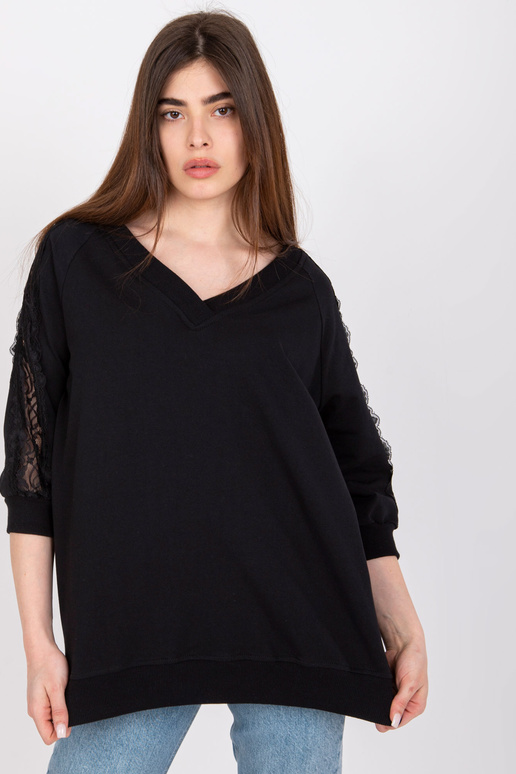 Must puuvillane pitsiga pluus Leja...