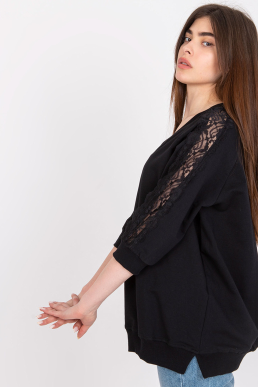 Must puuvillane pitsiga pluus Leja...