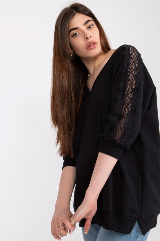 Must puuvillane pitsiga pluus Leja...