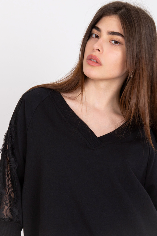 Must puuvillane pitsiga pluus Leja...