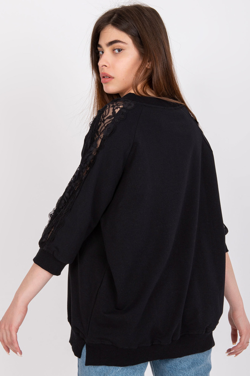 Must puuvillane pitsiga pluus Leja...