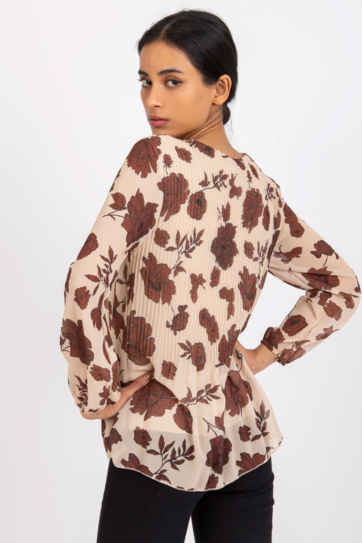 Beež ja pruun lilledega pluus Liana