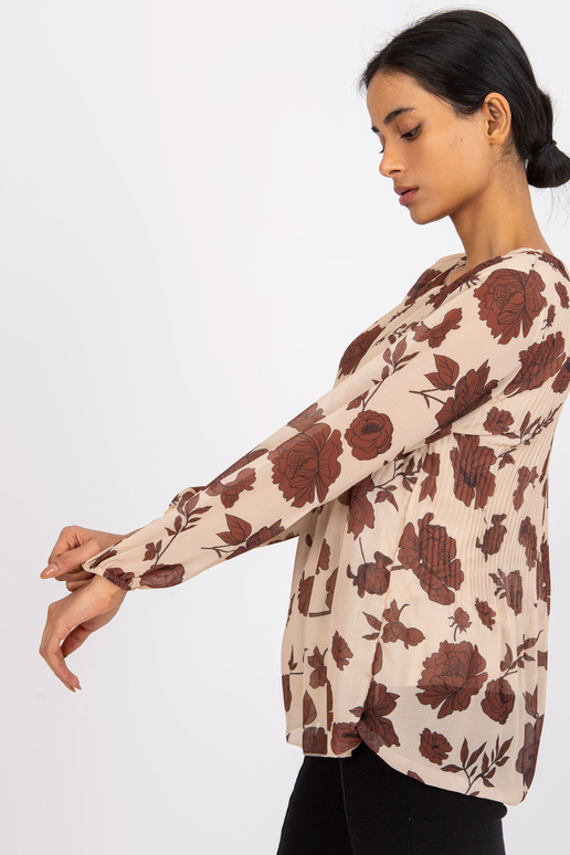 Beež ja pruun lilledega pluus Liana