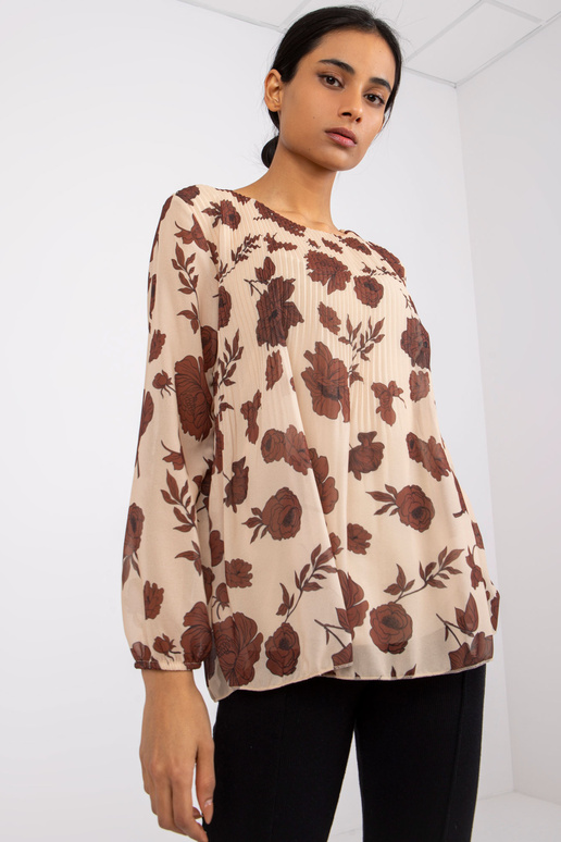 Beež ja pruun lilledega pluus Liana