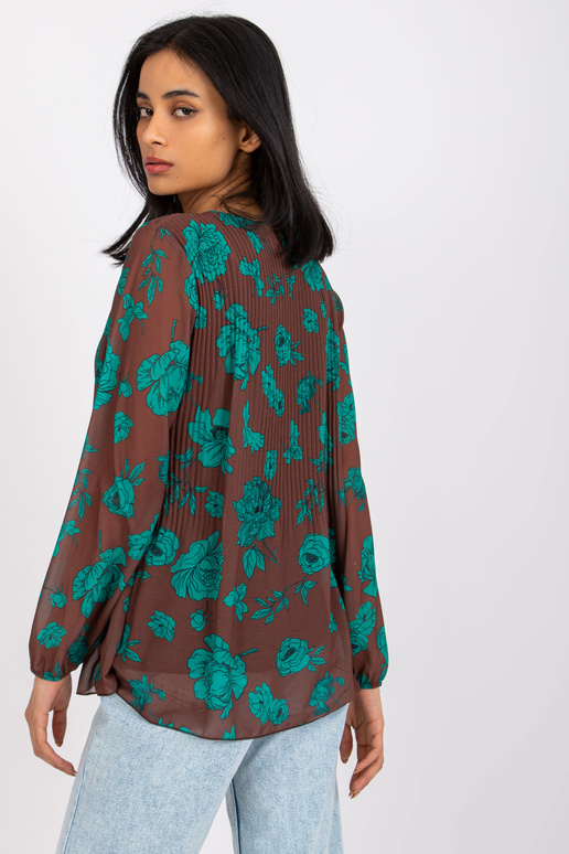 Pruunikasroheline plisseeritud pluus...