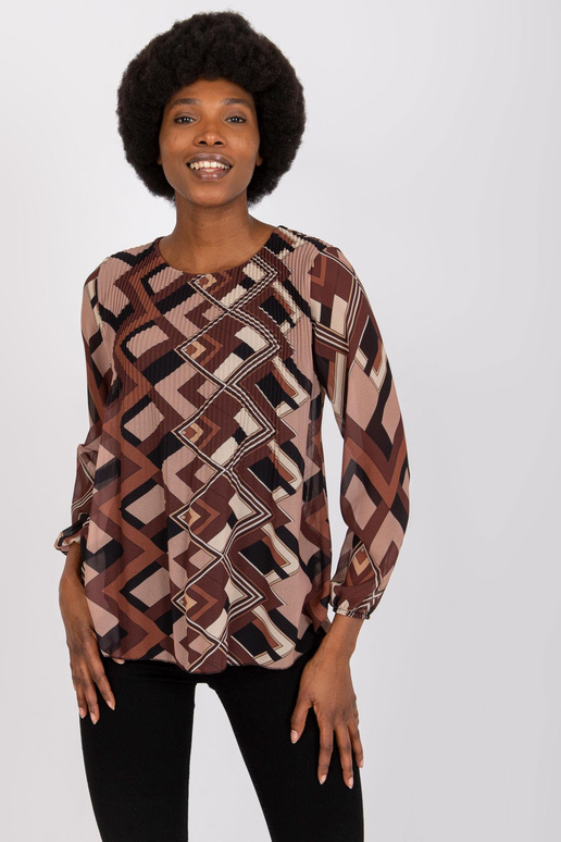 Pruun ja beež Virginia trükiga pluus