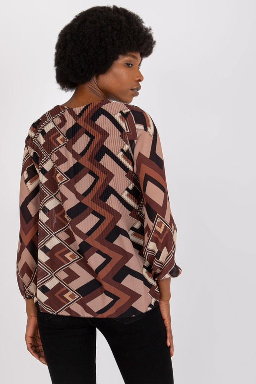 Pruun ja beež Virginia trükiga pluus