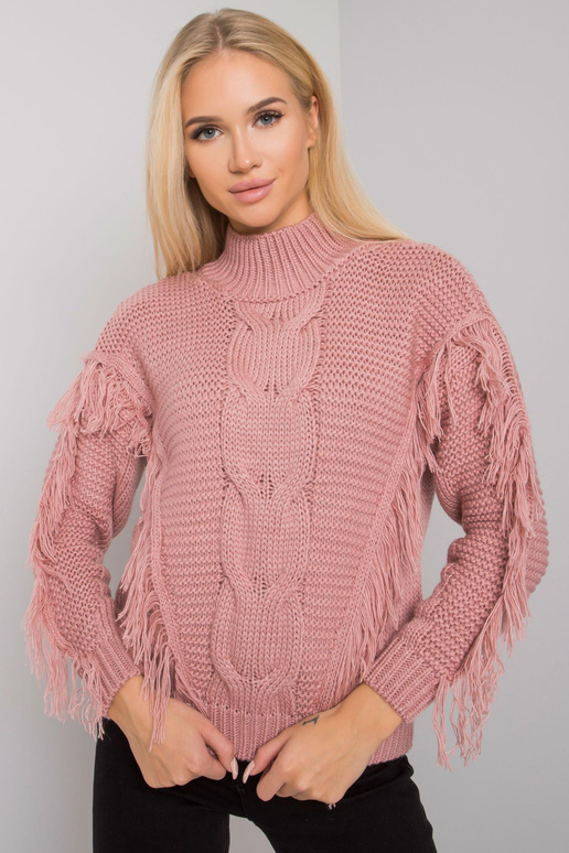 Määrdunud roosa narmastega kampsun...