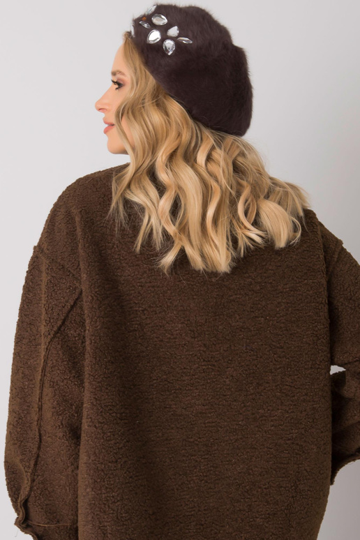 Pruun naiste barett aplikatsiooniga