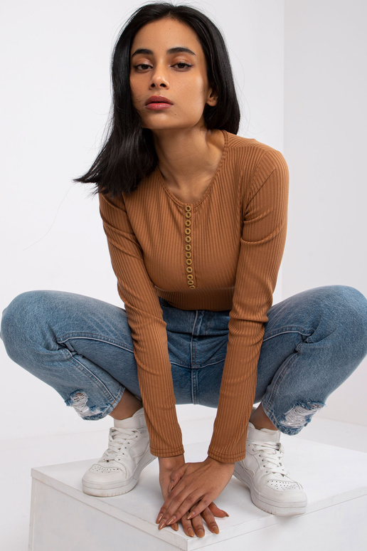 Helepruun triipudega pluus Moxie