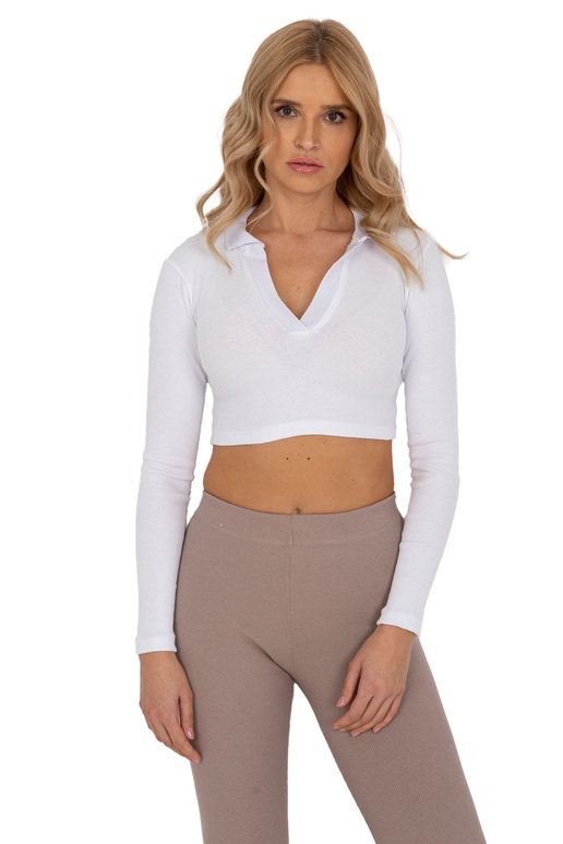 Valge lühike soonikuga pluus Flores...