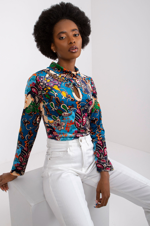 Tumesinise mustriga pluus veluuriga...