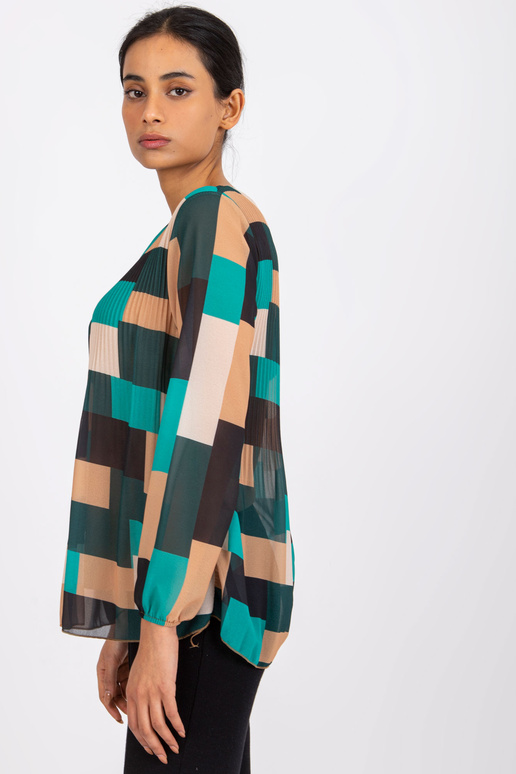 Rohelise-beeži mustriga pluus Gabriella