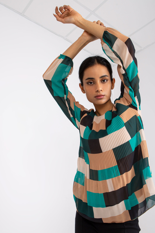 Rohelise-beeži mustriga pluus Gabriella