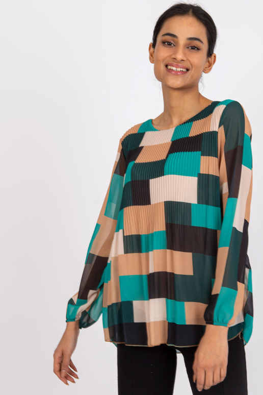 Rohelise-beeži mustriga pluus Gabriella