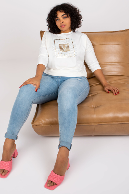 Ecru pluus pluss suurus trükiga Roxanne