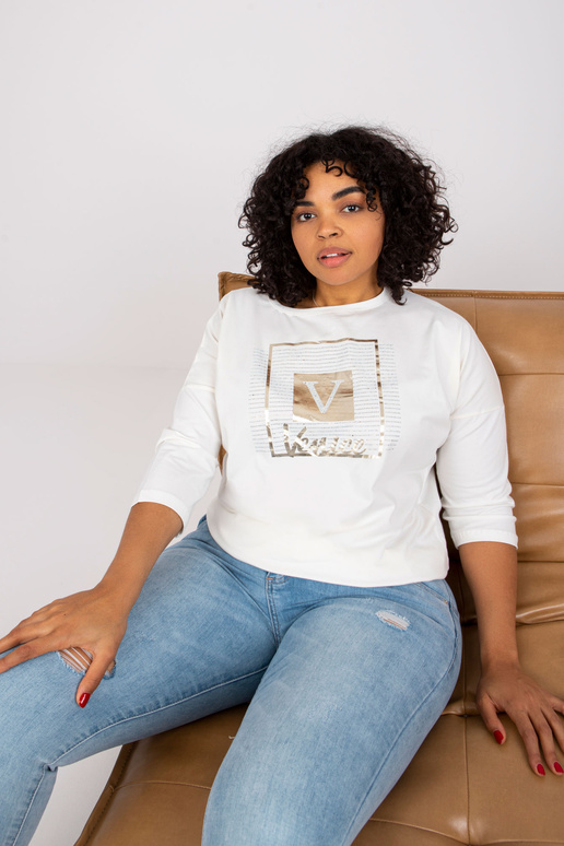 Ecru pluus pluss suurus trükiga Roxanne