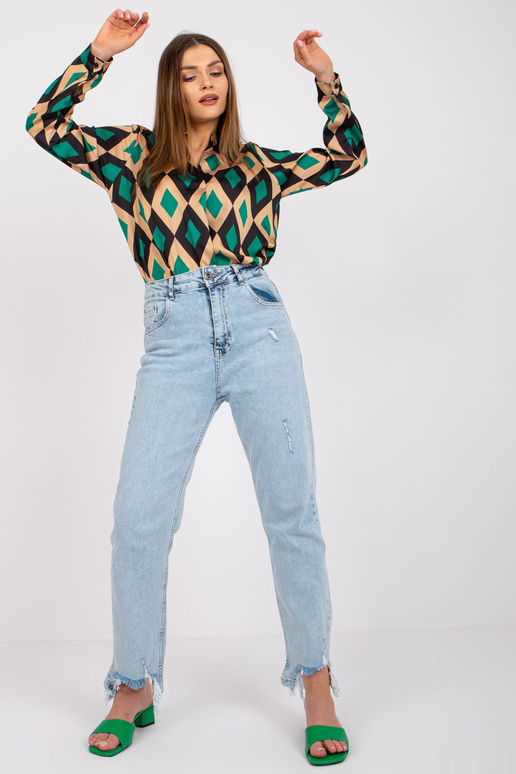 Roheline ja beež Amaya trükistega pluus