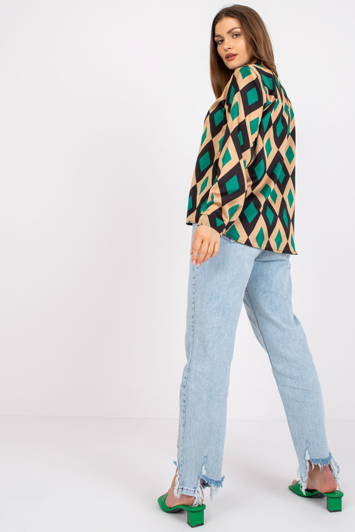 Roheline ja beež Amaya trükistega pluus