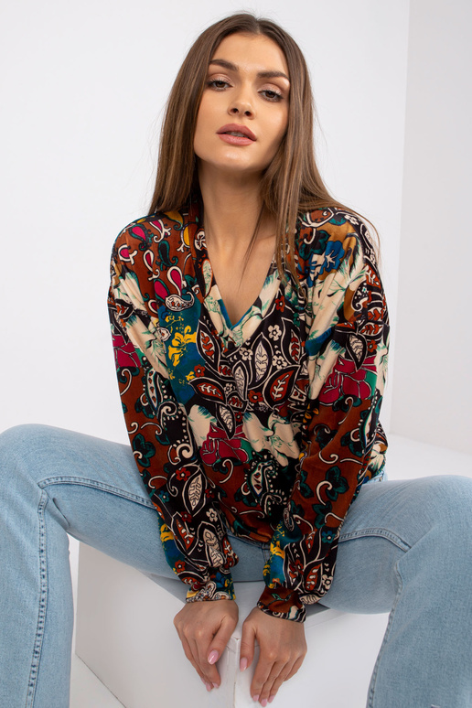 Pruun naiste pluus Ruby printidega