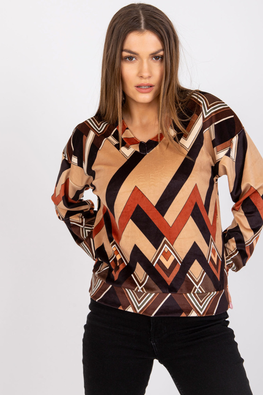 Pruun ja beež Lea trükistega veluurpluus