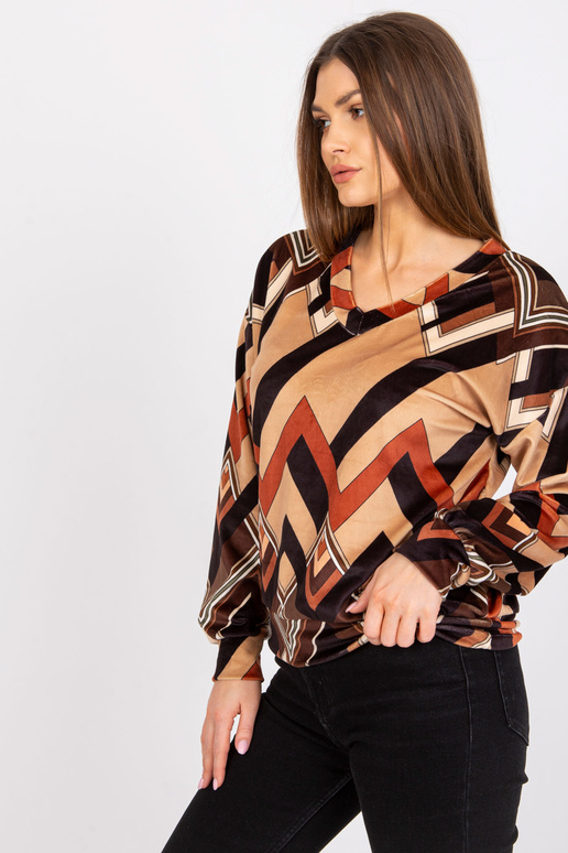 Pruun ja beež Lea trükistega veluurpluus