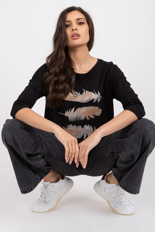 Must puuvillane pluus Anisa ribiga