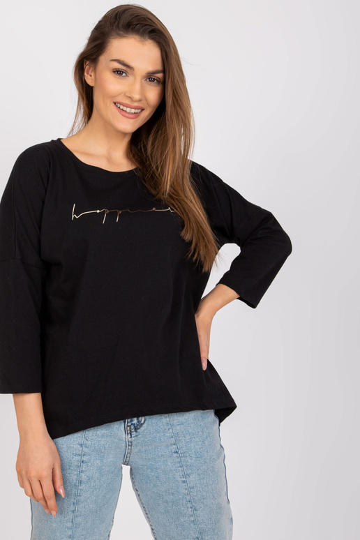 Must vabaaja pluus ümara kaelusega...