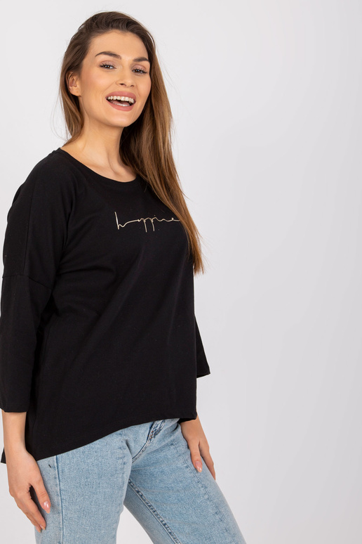 Must vabaaja pluus ümara kaelusega...