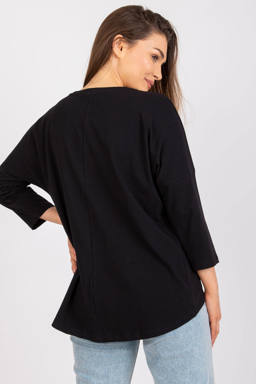 Must vabaaja pluus ümara kaelusega...