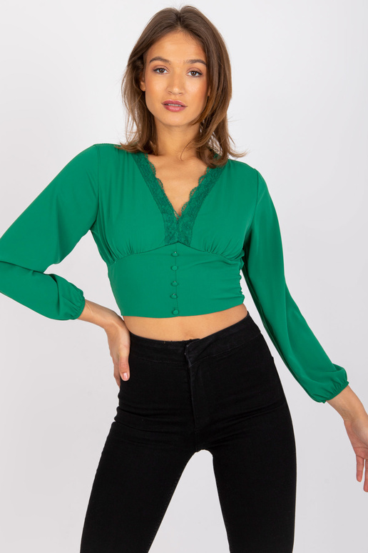 Roheline V-kaelusega pluus Agathe