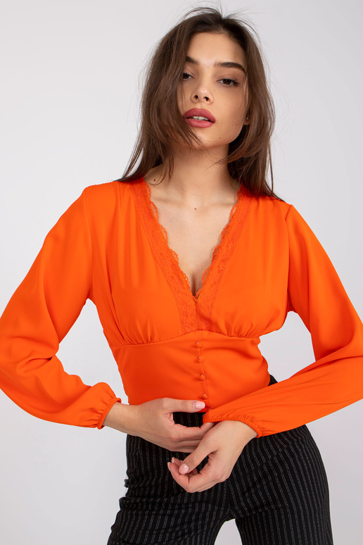 Avarate varrukatega oranž pluus Agathe