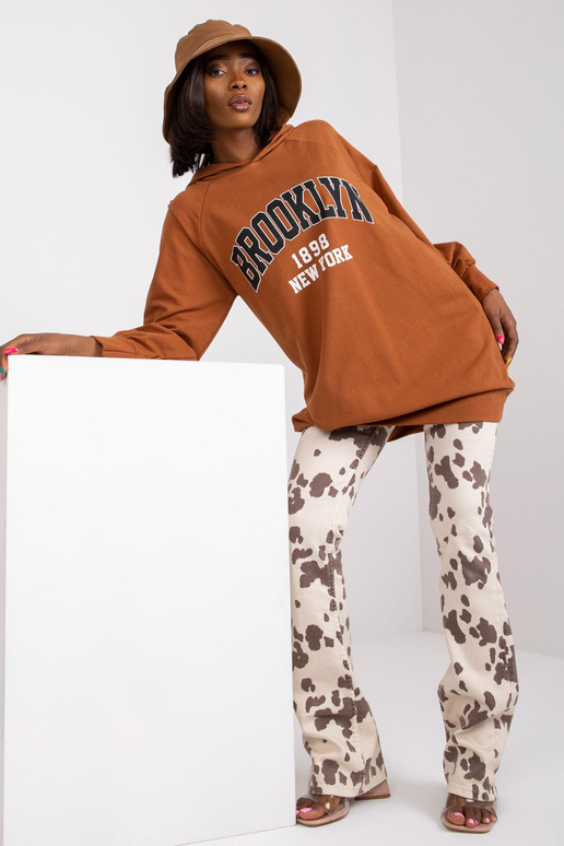 Roxane kapuutsiga helepruun pikk kampsun