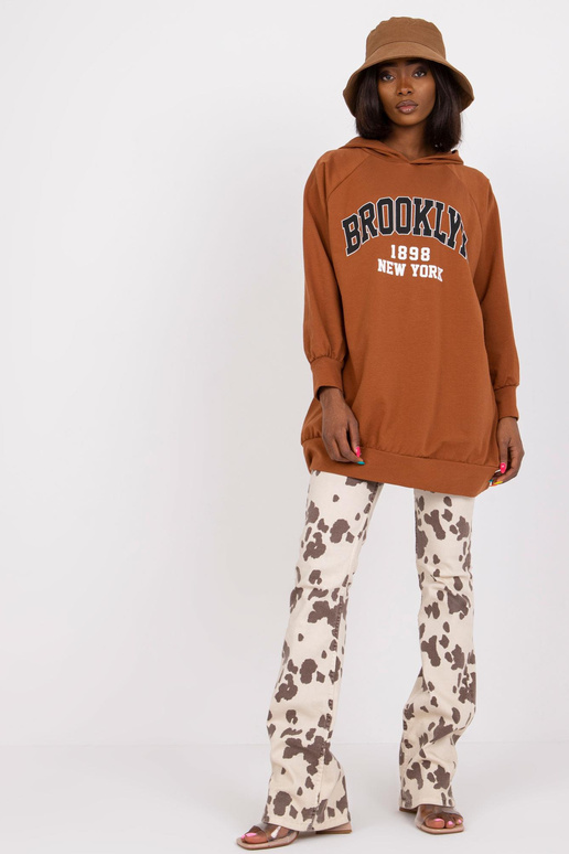 Roxane kapuutsiga helepruun pikk kampsun