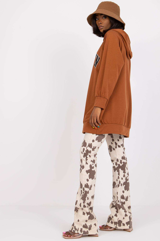 Roxane kapuutsiga helepruun pikk kampsun