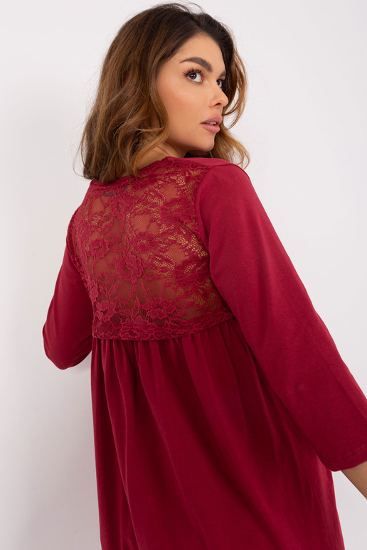 Naiste bordoopunane pitsiga kleit...