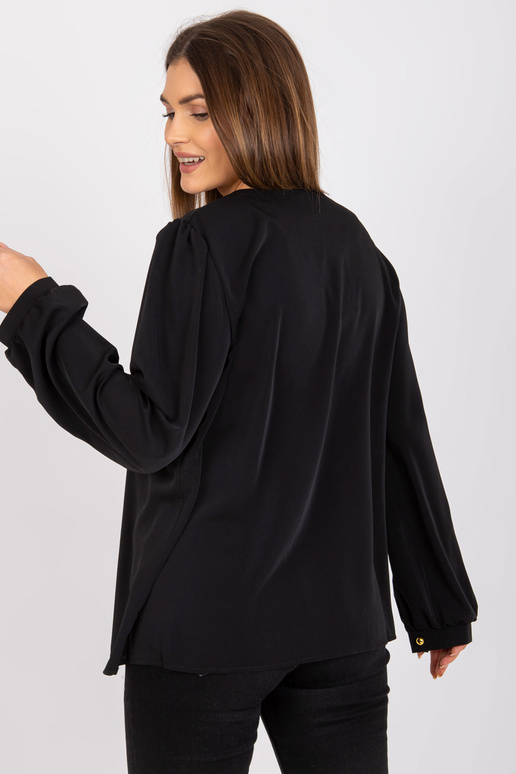 Must vaba V-kaelusega pidulik pluus