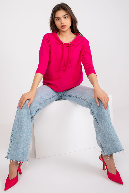 Fuksiapuuvillane taskutega pluus...