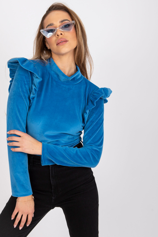 Tumesinine veluurpluus volangidega...