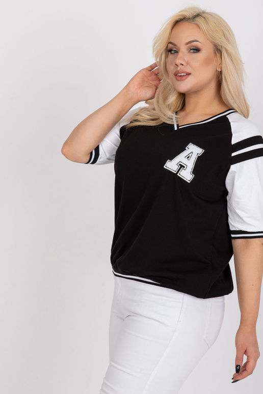 Valge ja must vabaaja pluus V-kaelusega