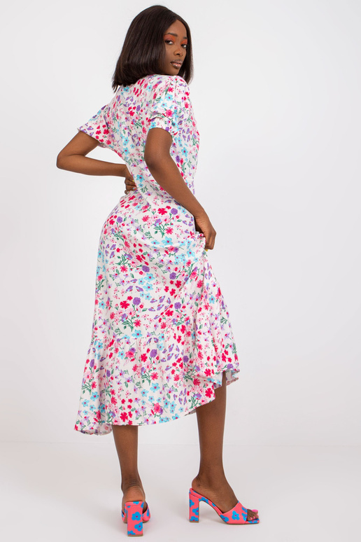 Ecru midi kleit lillelise trükiga