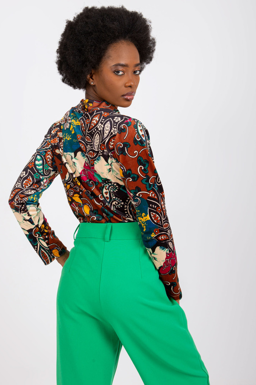 Pruuni mustriga pluus veluuriga Bologna