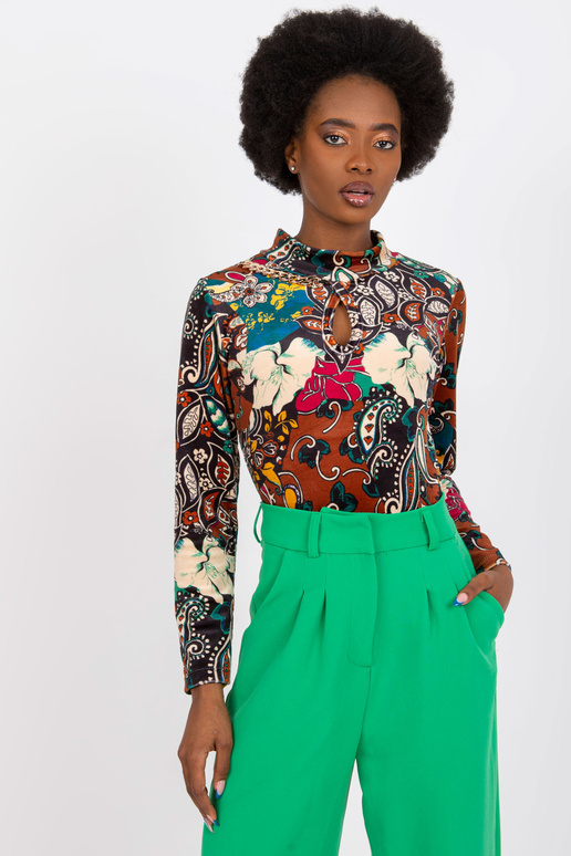 Pruuni mustriga pluus veluuriga Bologna