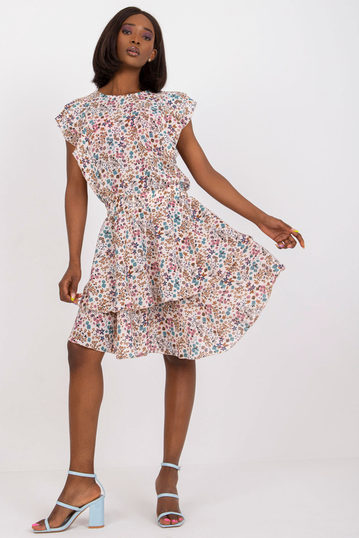 Beež volangide ja lilleprintiga kleit...