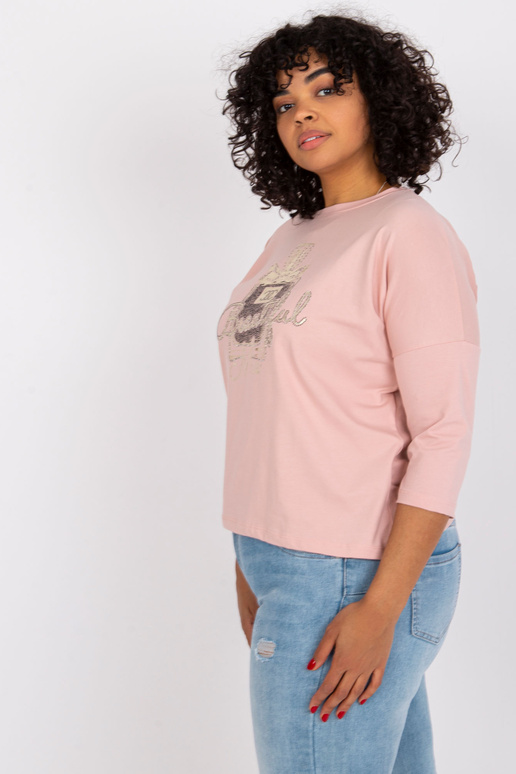 Räpane roosa pluus ümara kaelusega...