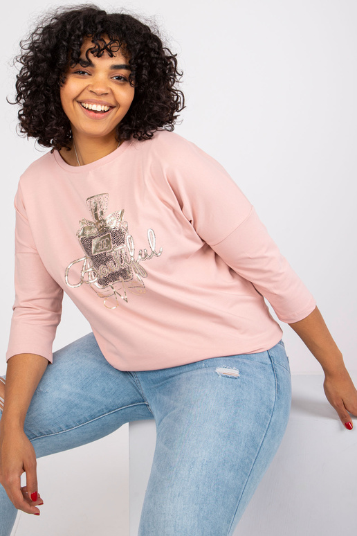 Räpane roosa pluus ümara kaelusega...