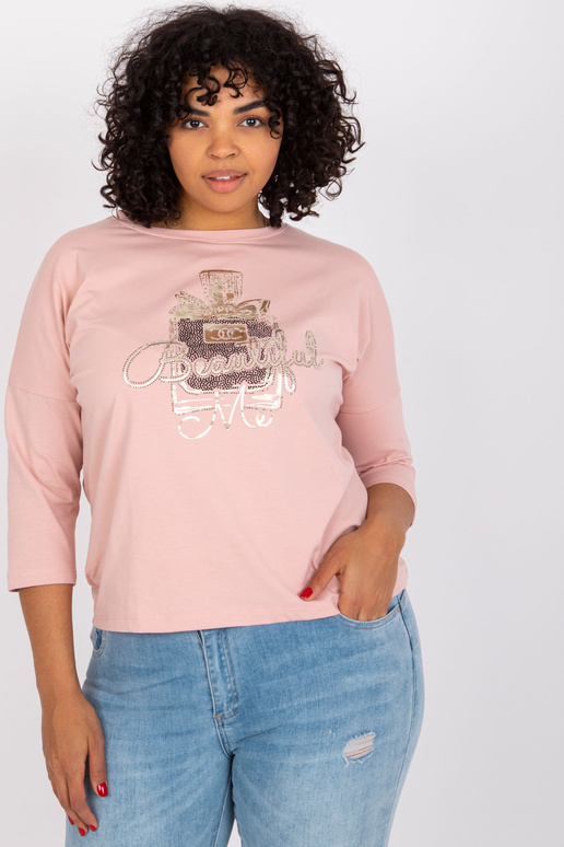 Räpane roosa pluus ümara kaelusega...