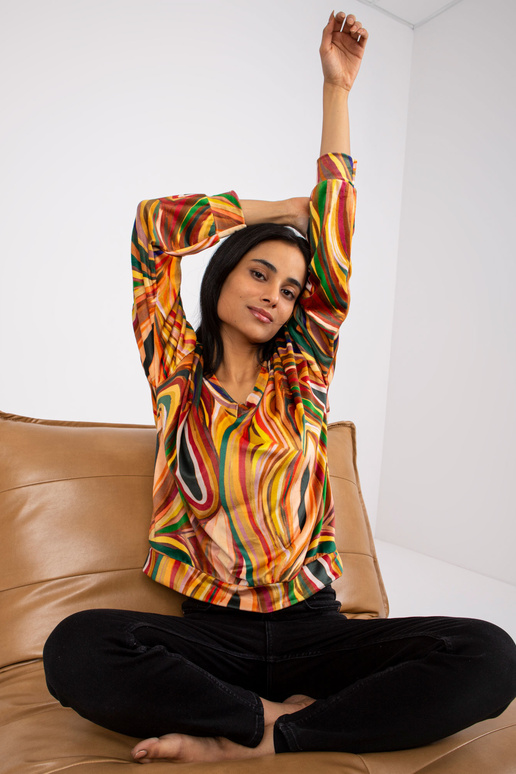 Kollane V-kaelusega pluus Evelyne